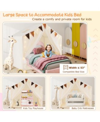 Large Toddler Playhouse Tent with Windows, Door Curtains, and Mat