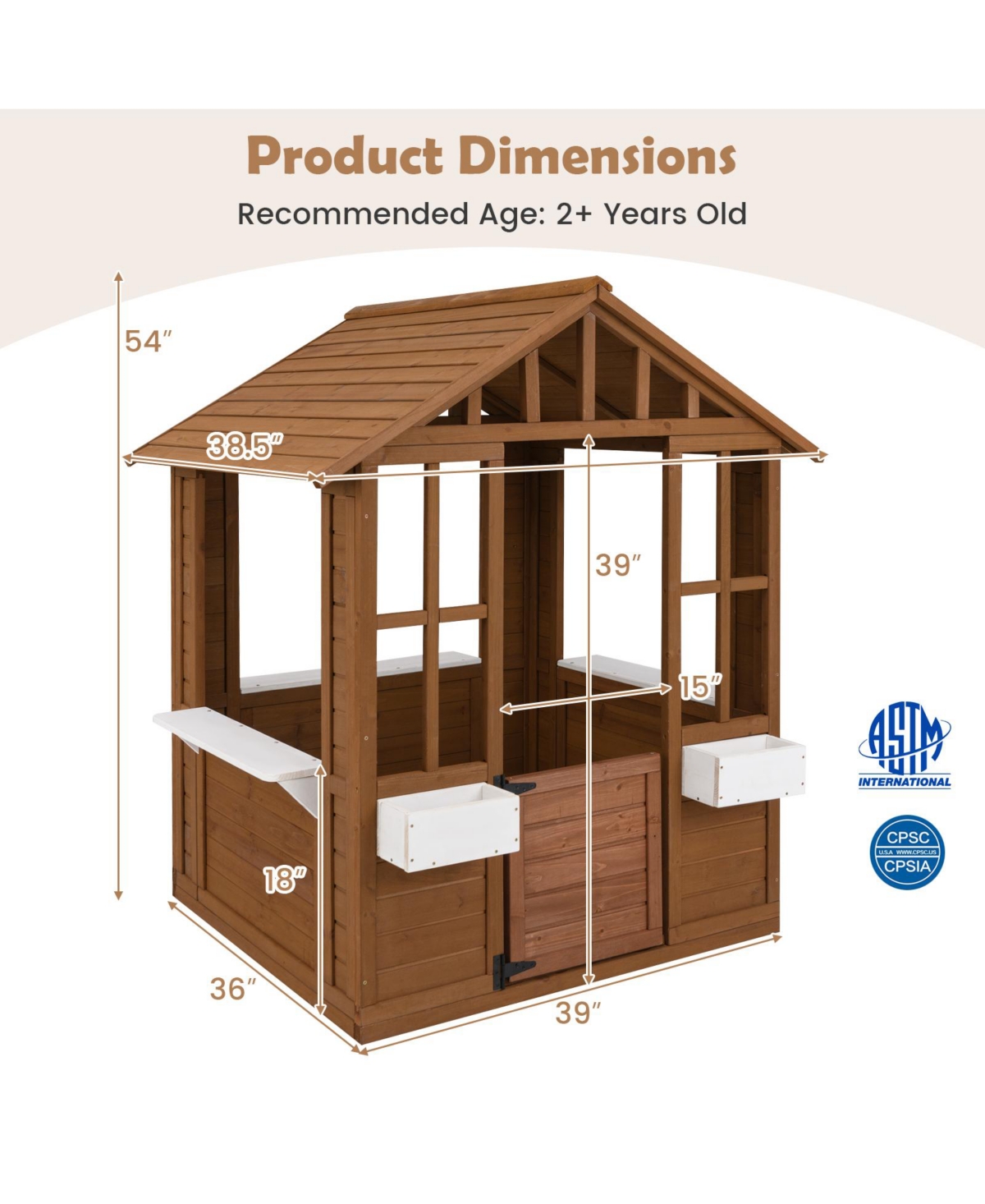 Skonyon Outdoor Playhouse with Serving Stations and Door for 2+ Years Old