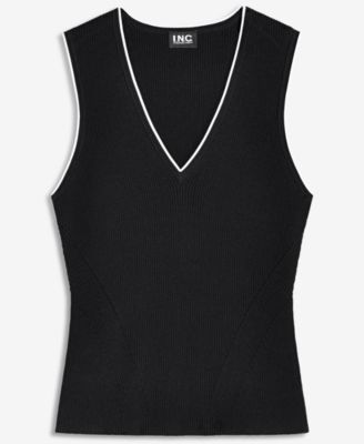 Women's Sleeveless Rib V-Neck Sweater