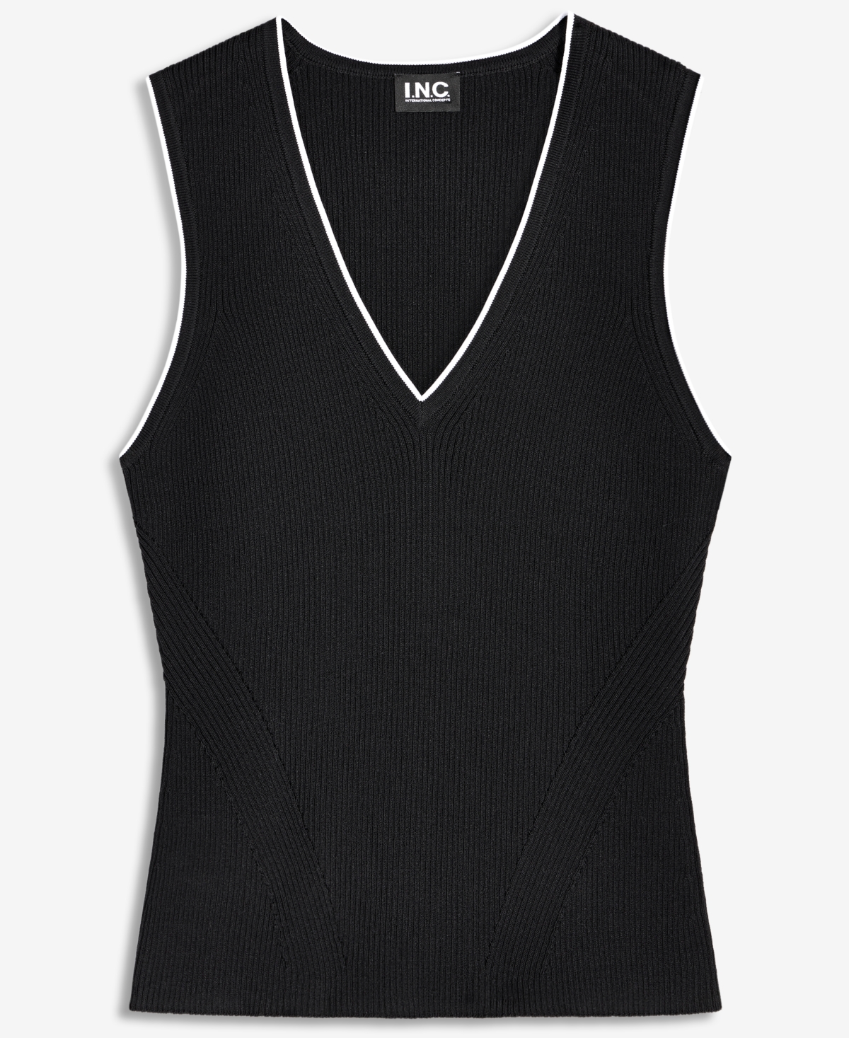 I.n.c. International Concepts Women's Sleeveless Rib V-Neck Sweater, Created for Macy's