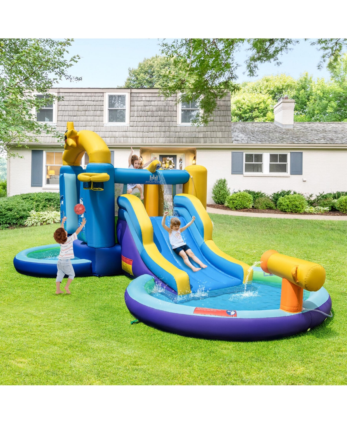 Sugift Inflatable Ocean-Themed Bounce House with 680W Blower and 2 Pools.