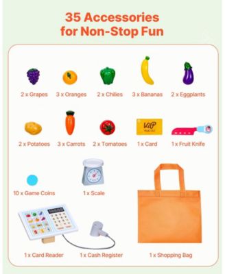 Wooden Pretend Play Grocery Store Toy Set with Accessories for Kids