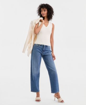 Women's Sleeveless Rib V-Neck Sweater