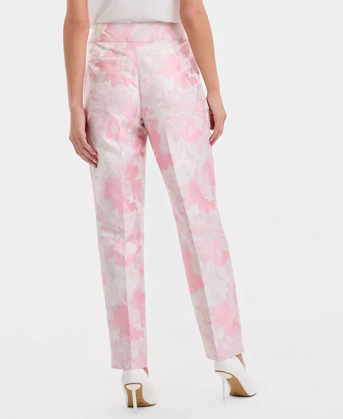 Women's Floral Jacquard High-Rise Slim Pants, Regular & Petite - thumbnail 4