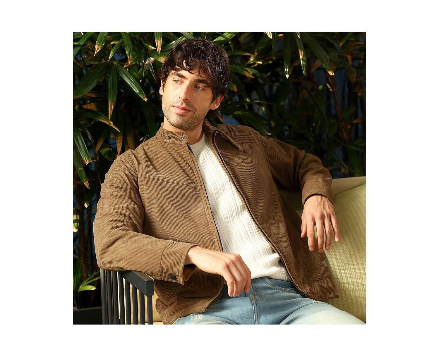 Men's Coffee Brown Corduroy Rider Jacket