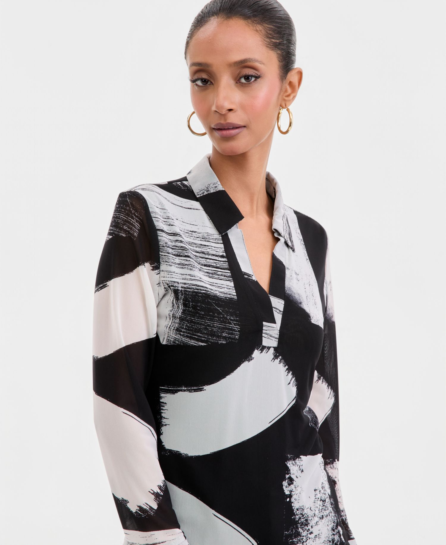 Plus Size Johnny-Collar Top