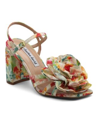 Womens Restless Floral Dress Chunky Heel