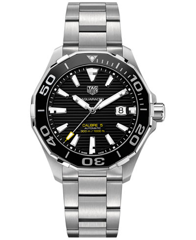 TAG Heuer Men's Swiss Aquaracer Calibre 5 Stainless Steel Bracelet Watch 43mm WAY201A.BA0927