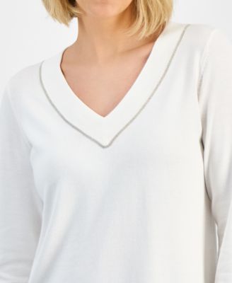 Women's Beaded-Neck Sweater, Macy's Exclusive