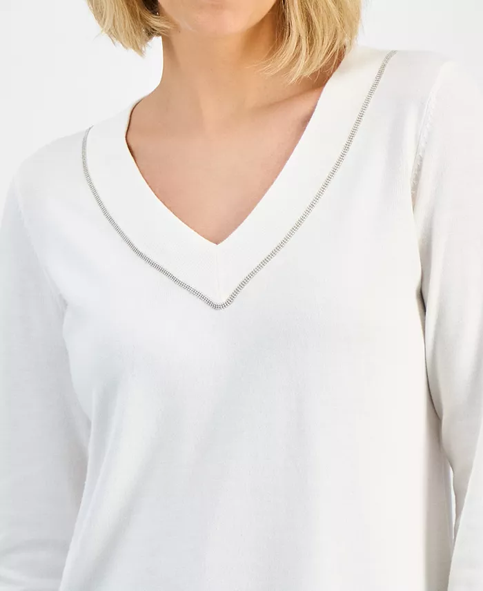Women's Beaded-Neck Sweater - thumbnail 7