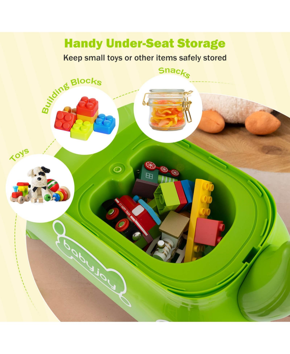 Ride on Toy Baby Dinosaur Sliding Car with 4 Universal Casters Under-Seat Storage