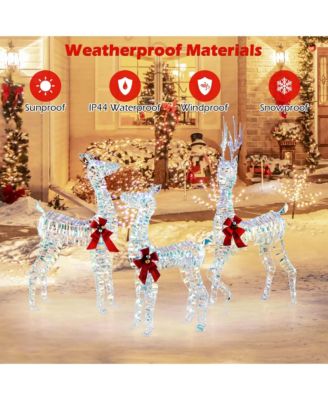3-Piece Large Lighted Christmas Reindeer Family with LED Lights & Bows Buck