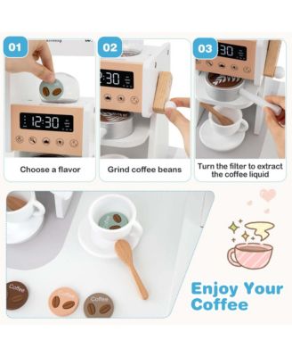 Corner Kitchen Playset with Coffee Machine Oven Microwave Washing Machine