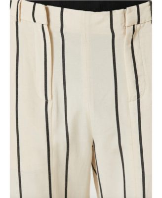 Women's Men's Striped Silk & Linen Blend Two-Zip Pants
