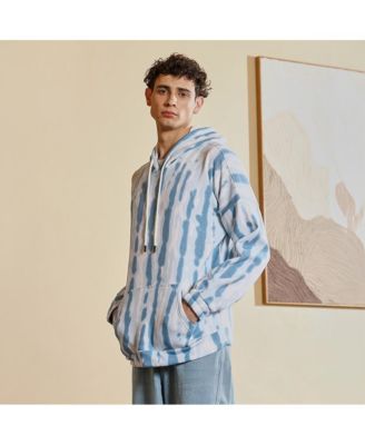 Men's Sky Blue Dye-Drip Pullover Hoodie
