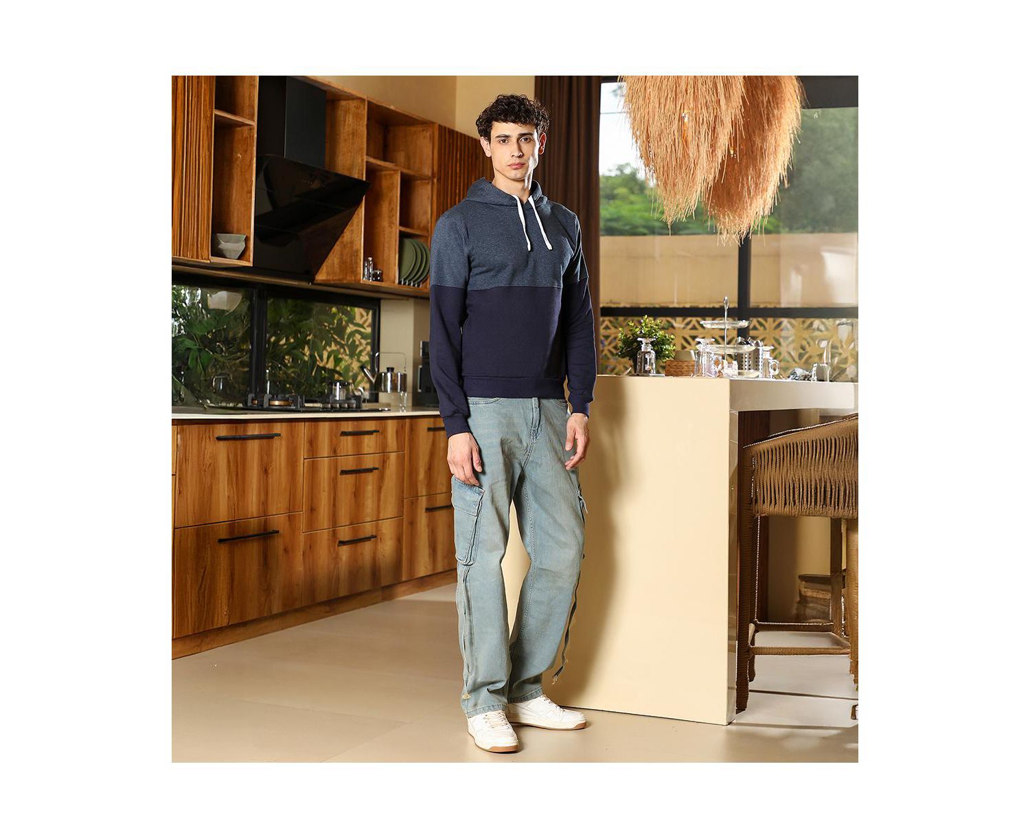 Men's Prussian Blue Block Pullover Hoodie