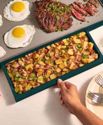 10" x 20" Griddle with Warming Tray, Forest Green