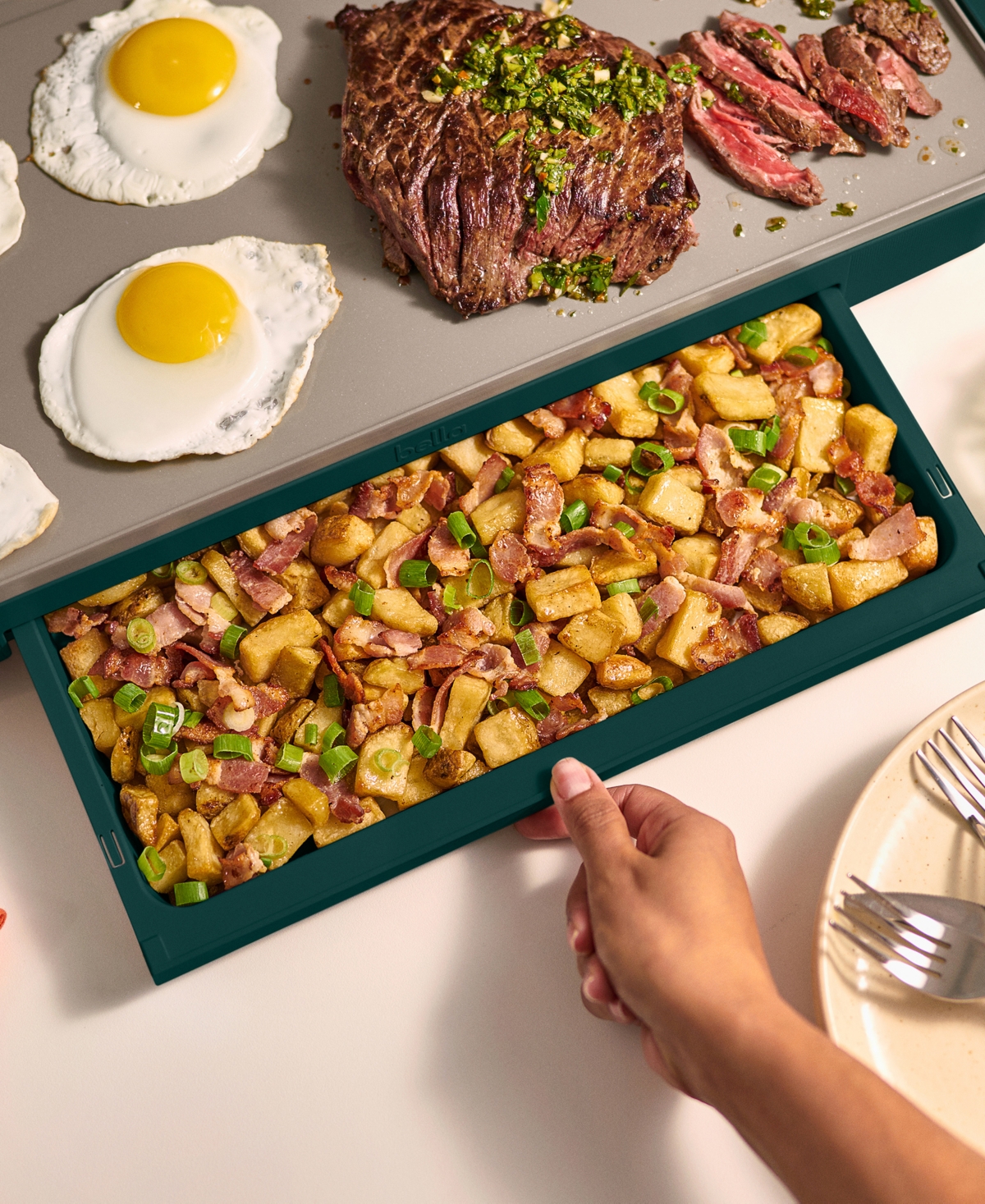 Bella 10" x 20" Electric Griddle with Warming Tray