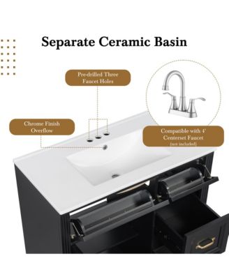 Bathroom Vanity with Sink 4 Drawers Soft Close Door and Adjustable Shelf