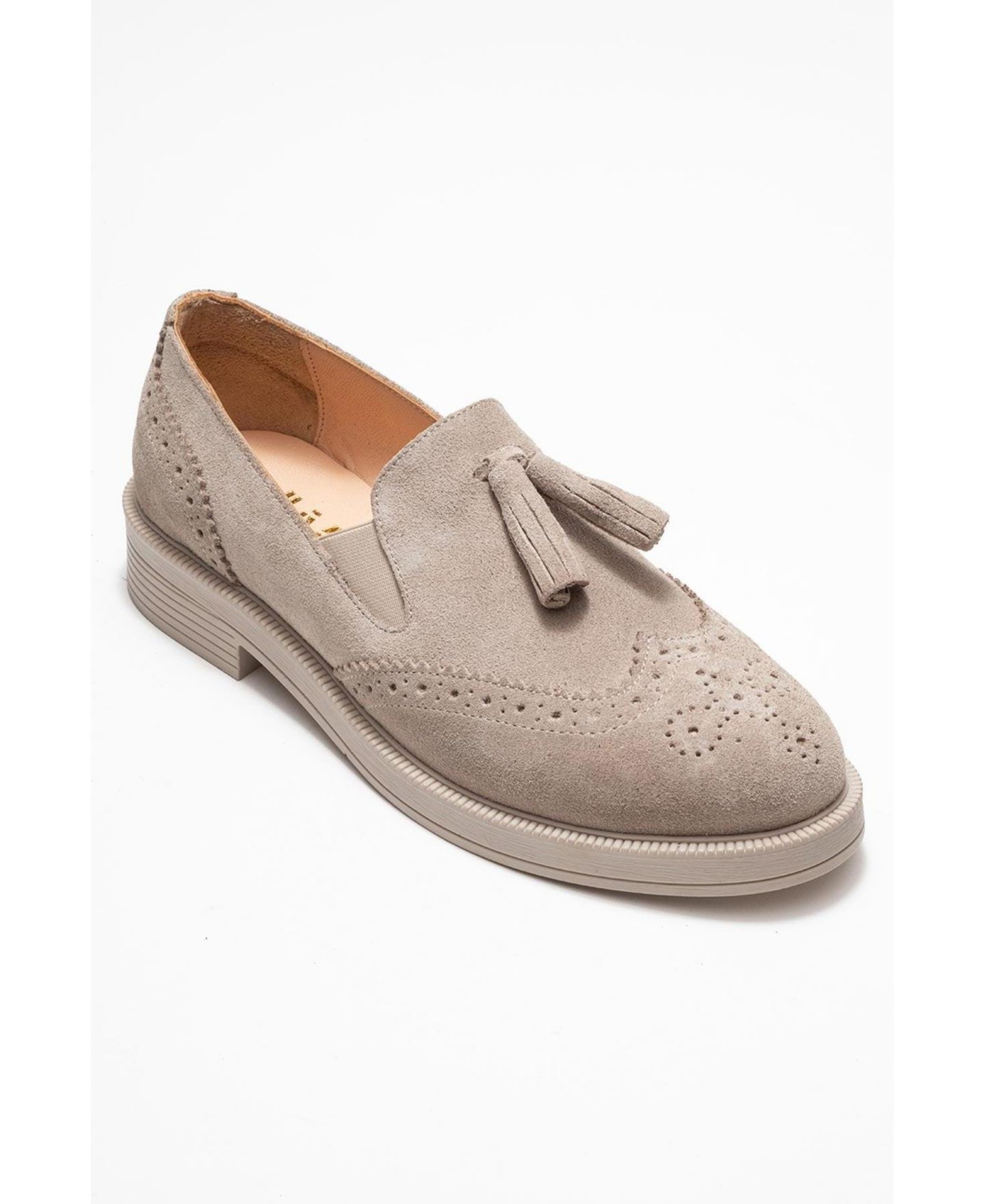 Женские туфли Forever & Always Shoes Alex Leather Tassel, цвет: Бежевый замшевый кожаный — фото 1