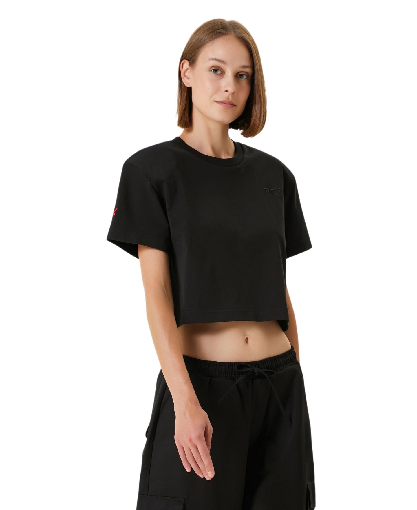 Женская футболка PCFG Cotton Your Itch Shoulder Padded, цвет: Угольно-чёрный — фото 1