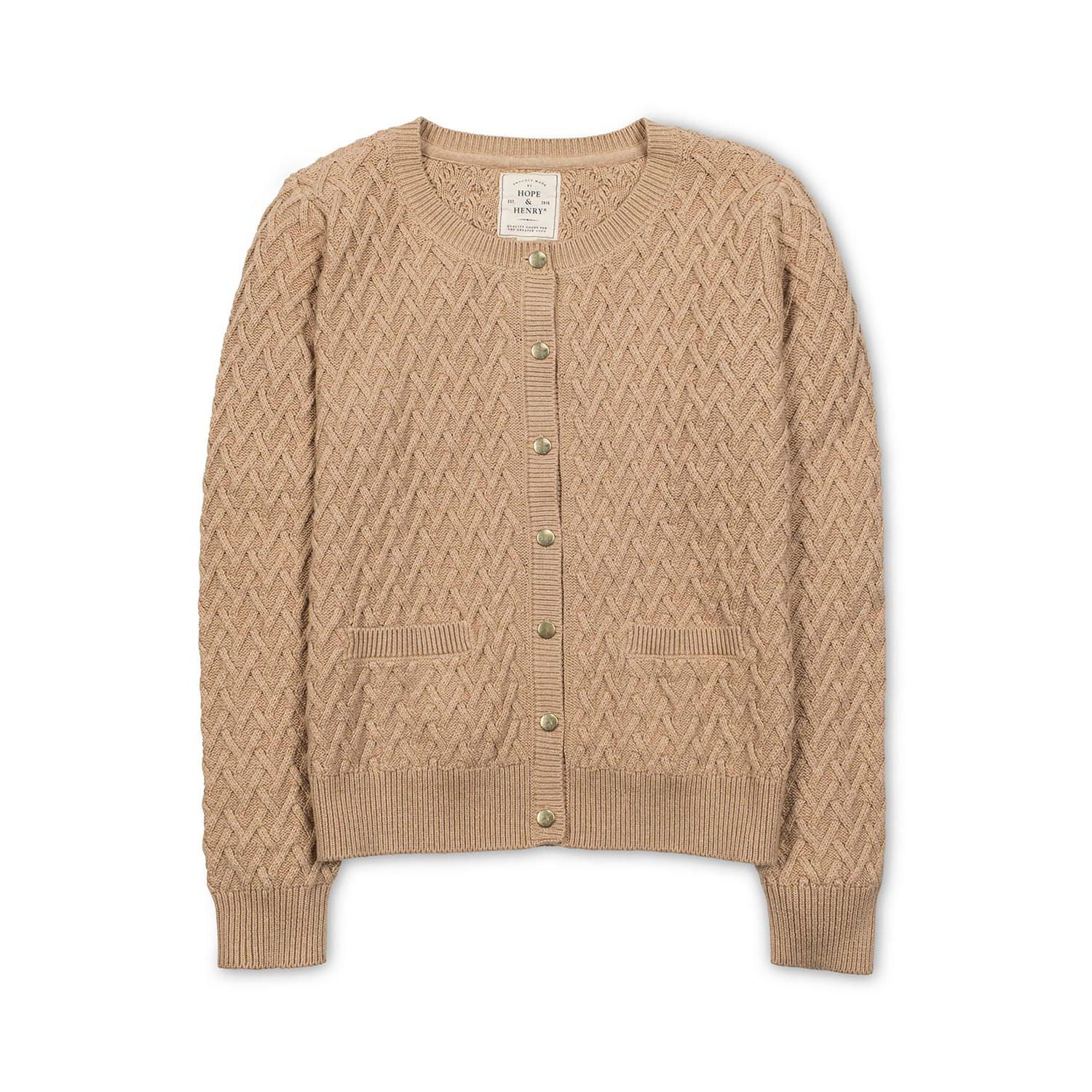 Women's Hope and Henry Organic Herringbone Stitch Cardigan Sweater