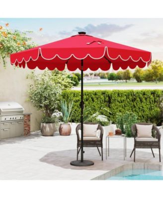9.3 FT Solar Patio Umbrella Outdoor Market Sunshade with 24 LED Ruffles