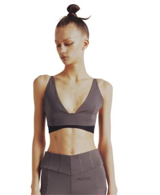 Women's Polyamide-Blend Cropped V-Neck Active Top