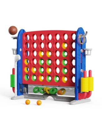 Giant 4-in-A Row Game Set for Kids and Adults with Basketball Hoop