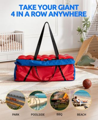 Giant 4-in-A Row Game Set for Kids and Adults with Basketball Hoop