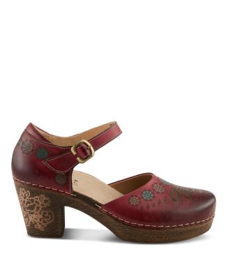 Women's Bridgitte Hand-Painted Mary Jane – Leather Floral Strap Heel With Arch Support