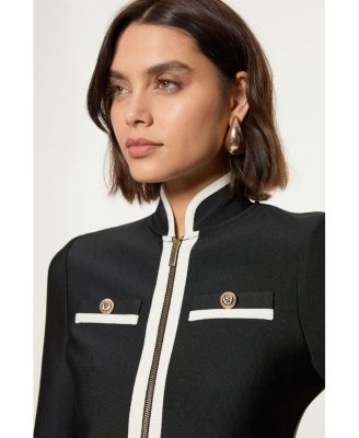 Women's Bandage Knit Military Detail Dress