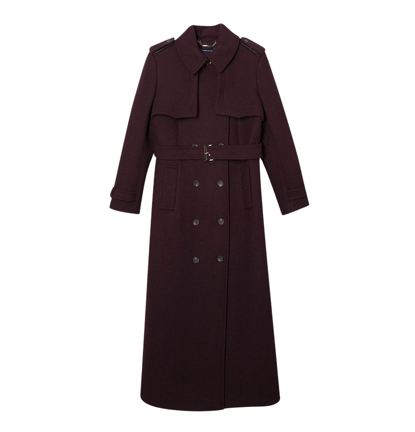 Женское пальто Karen Millen Wool Trench Maxi, цвет: Винный — фото 6