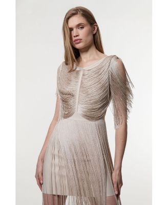 Women's Maxi Draped Fringe Knitted Mini Dress
