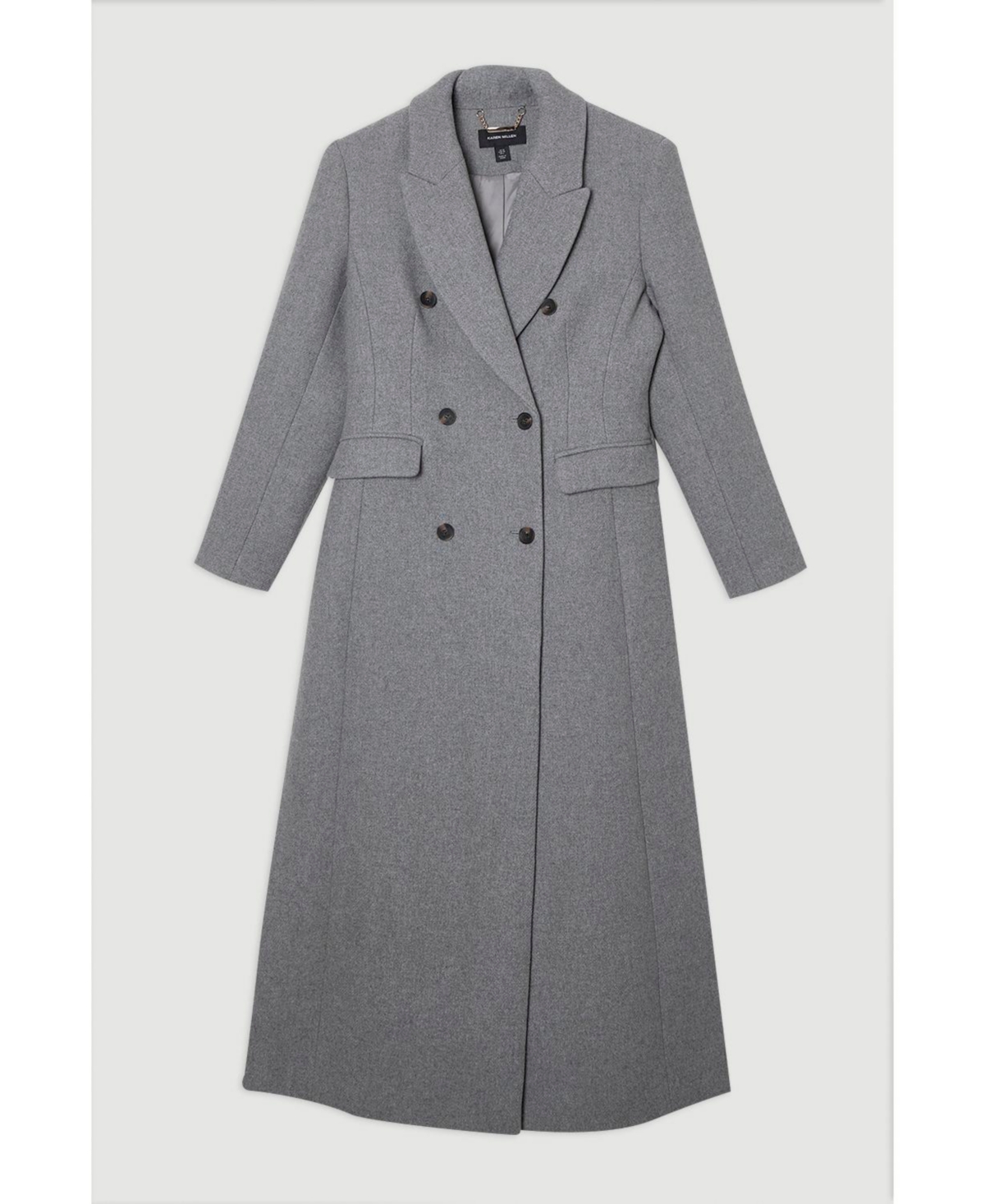 Karen Millen Women's Wool Double Breasted Tailored Maxi Coat