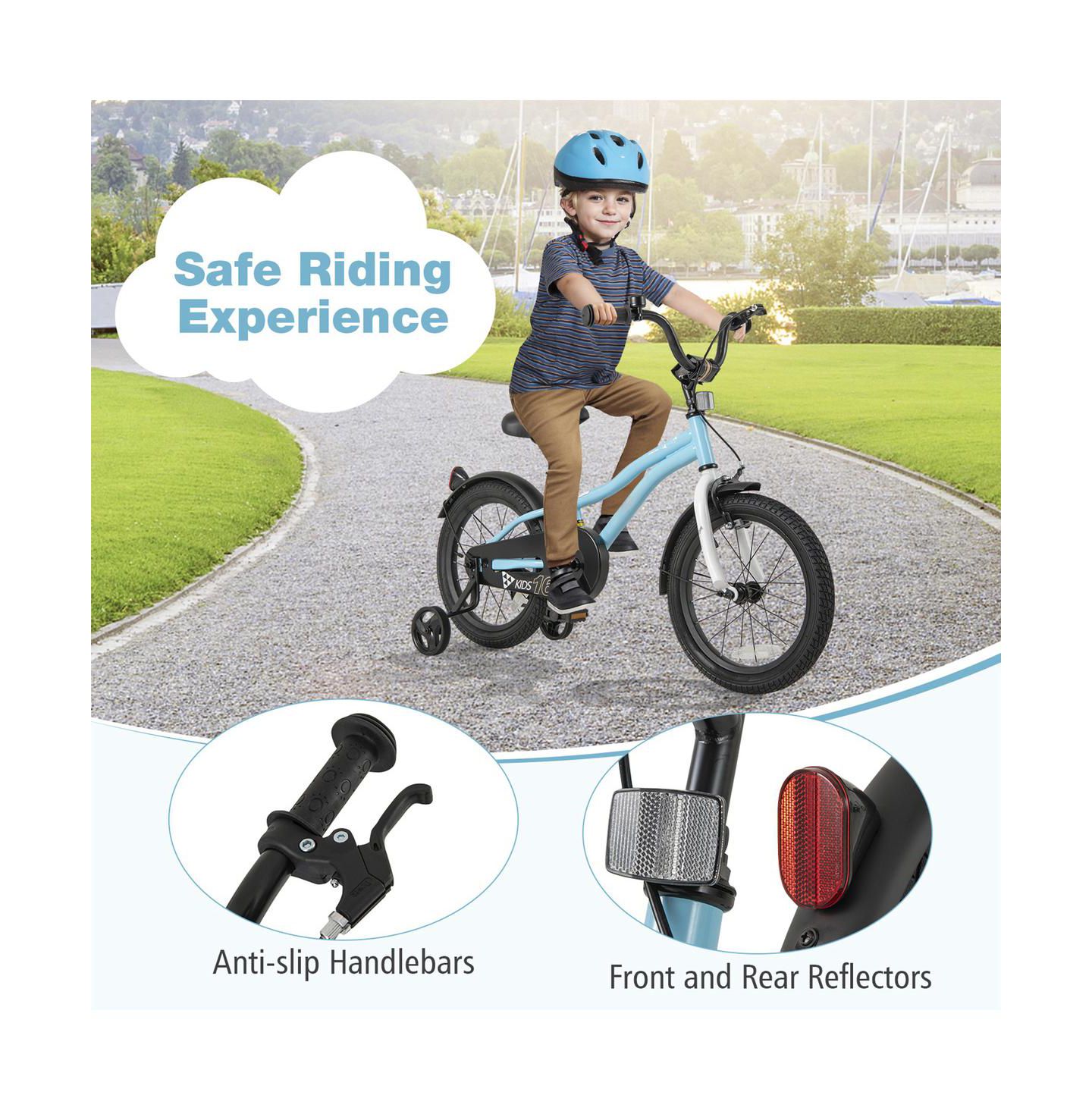 Детская игрушка SUGIFT 16-Inch Adjustable Kids Bike with Training Wheels, 4–7 лет, цвет: Синий — фото 9
