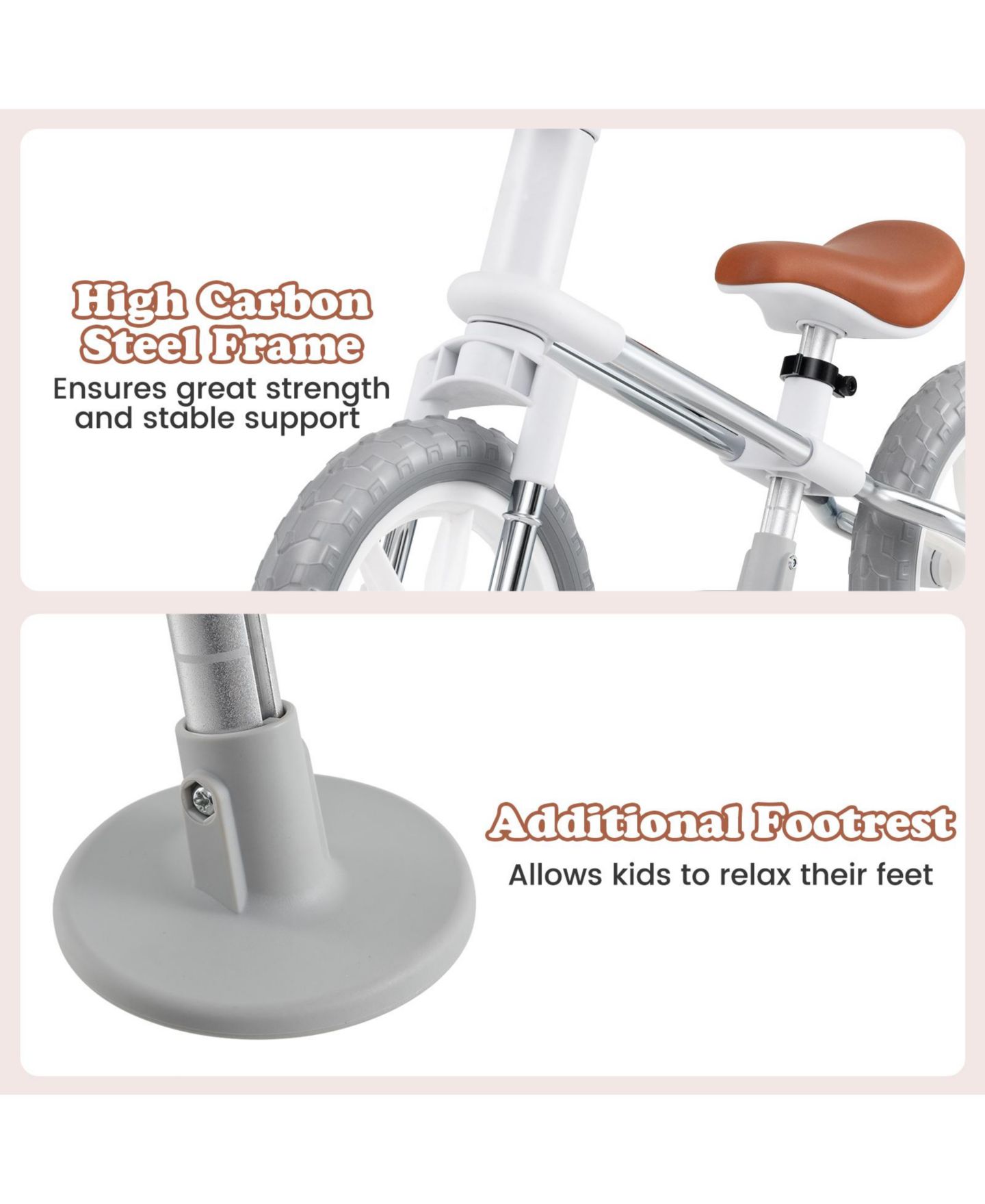 Детская игрушка SUGIFT 12 Inch No-Pedal Balance Bike with Adjustable Seat, Ages 2-5, цвет: Белый — фото 8