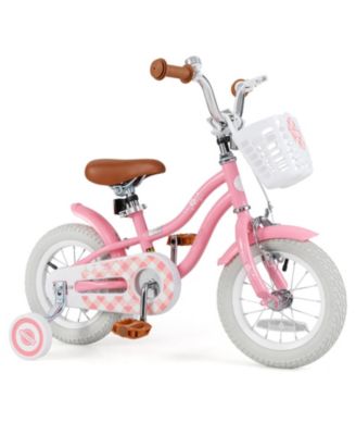 Kids Bike with Basket, Adjustable Seat & Training Wheels