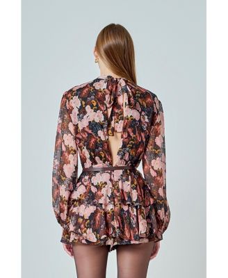 Women's Printed Chiffon Miini Romper