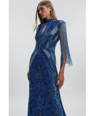 Women's Embellished Tassel Sleeve Maxi Dress