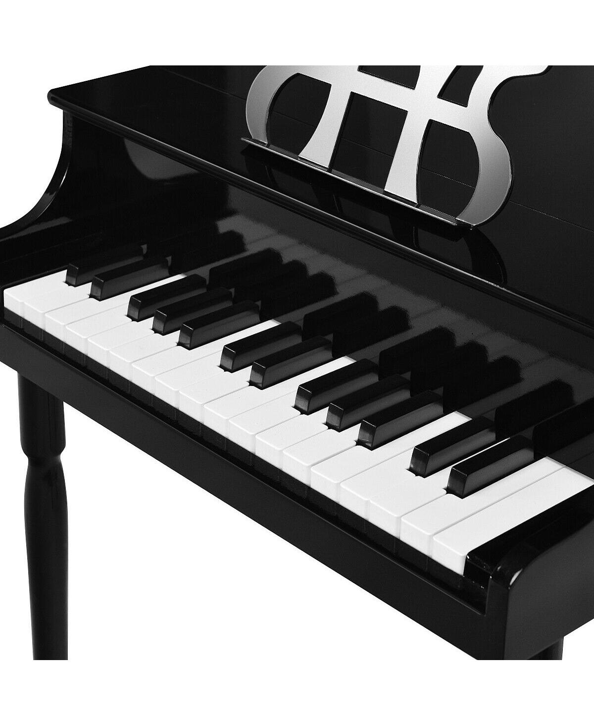 Sugift 30-Key Wood Toy Kids Grand Piano with Bench & Music Rack