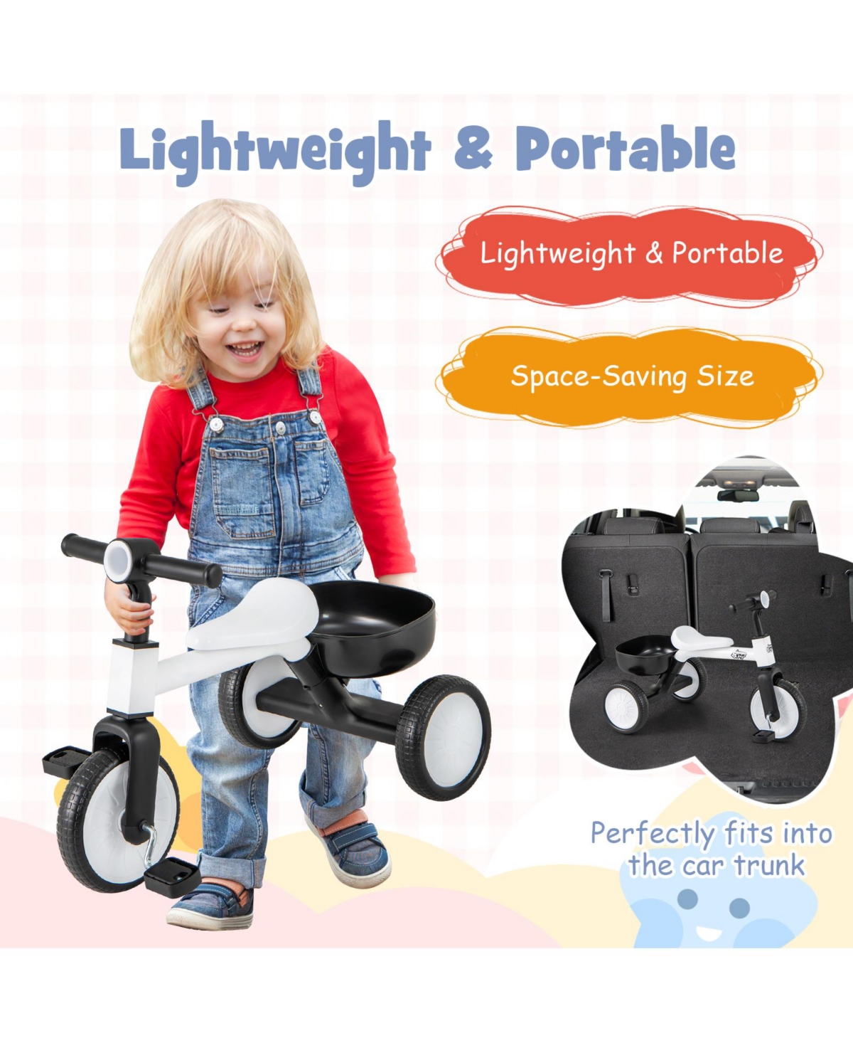 Sugift Toddler Convertible Trike with 86° Limited Steering Angle and Carbon Steel Frame