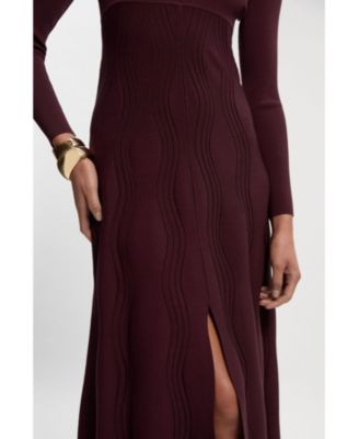 Women's Wave Knit A-Line Long-Sleeve Dress