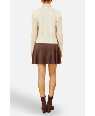 Women's Knitted Pleated Mini Skirt