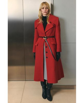 Women's Wool Shawl Collar Belted Midi Coat