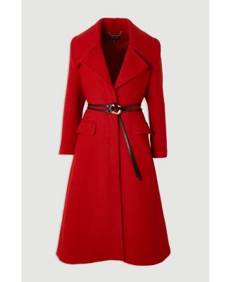 Women's Wool Shawl Collar Belted Midi Coat