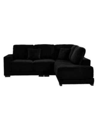 Streamdale 93" L-Shaped Corduroy Sectional Sofa with Reversible Chaise (Black