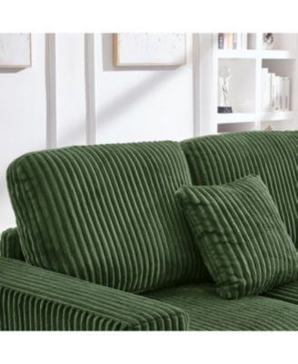 Streamdale 93" L-Shaped Corduroy Sectional Sofa with Reversible Chaise (Green