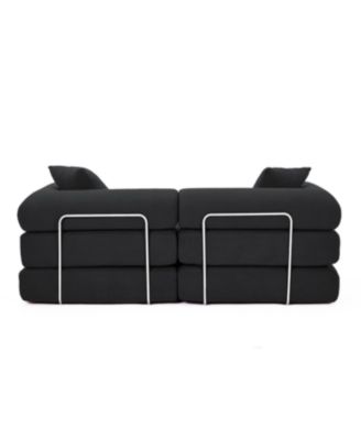 Streamdale Modular Couch Sofa Bed for Apartment, Convertible Sofa Bed, Black Corduroy