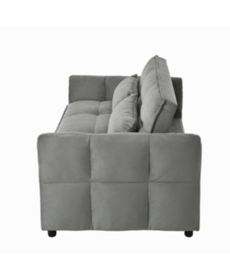 Streamdale 3-in-1 Velvet Pull Out Couch Bed with Reclining Backrest & Pillows (Dark Grey